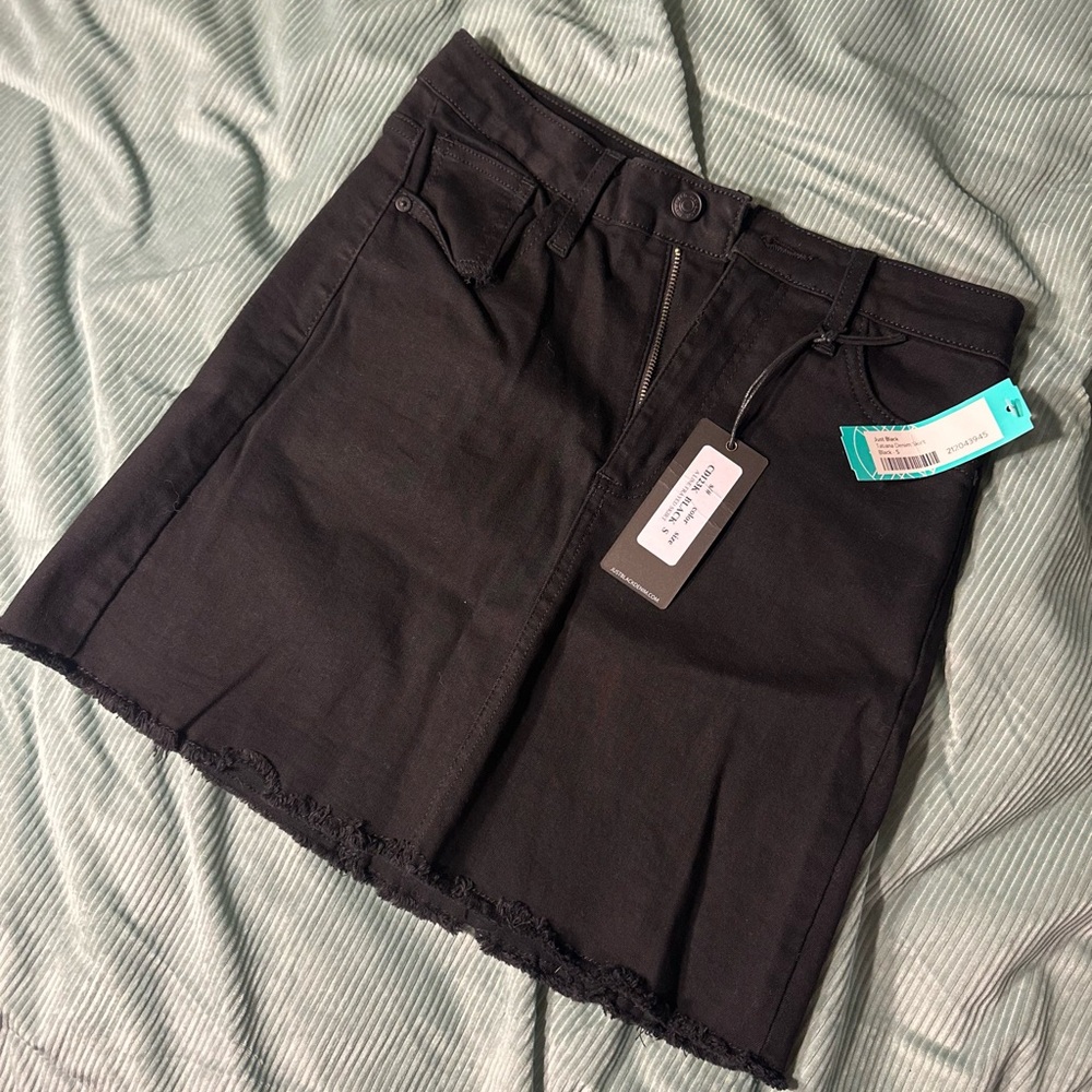 Black Denim Mini Skirt